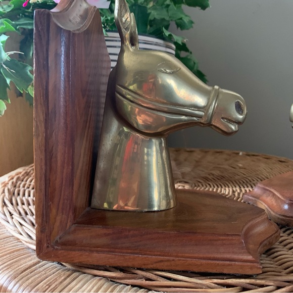 Brass donkeys with wood base bookends - Picture 8 of 14